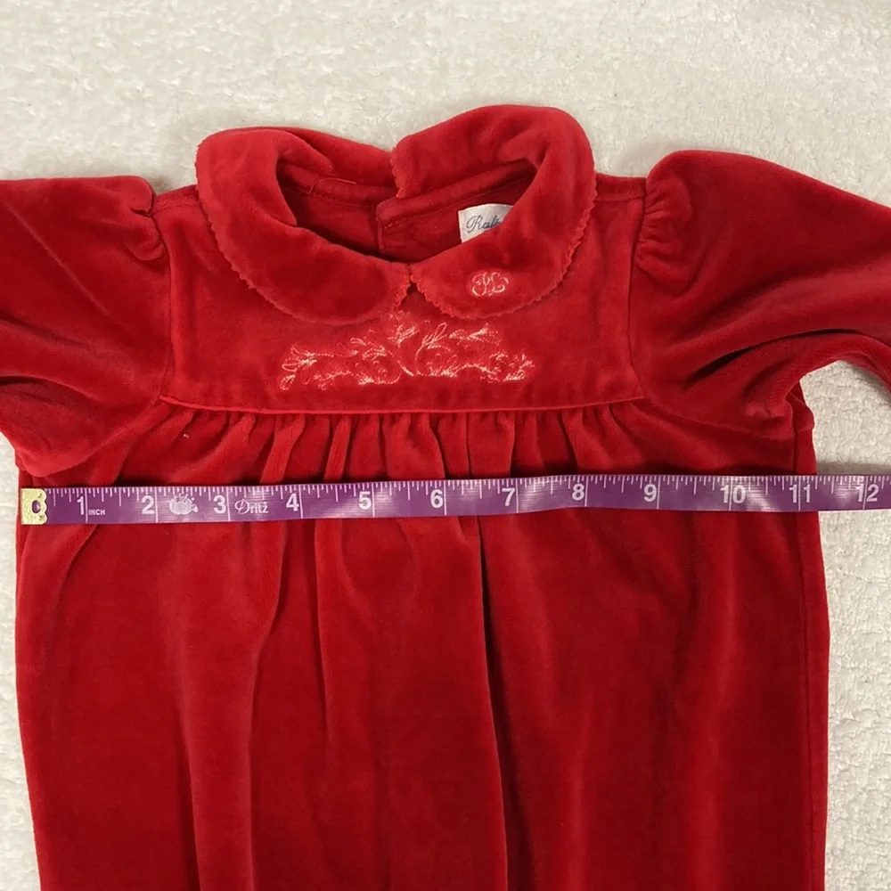 Ralph Lauren red velvet one piece romper embroidered holiday 9m